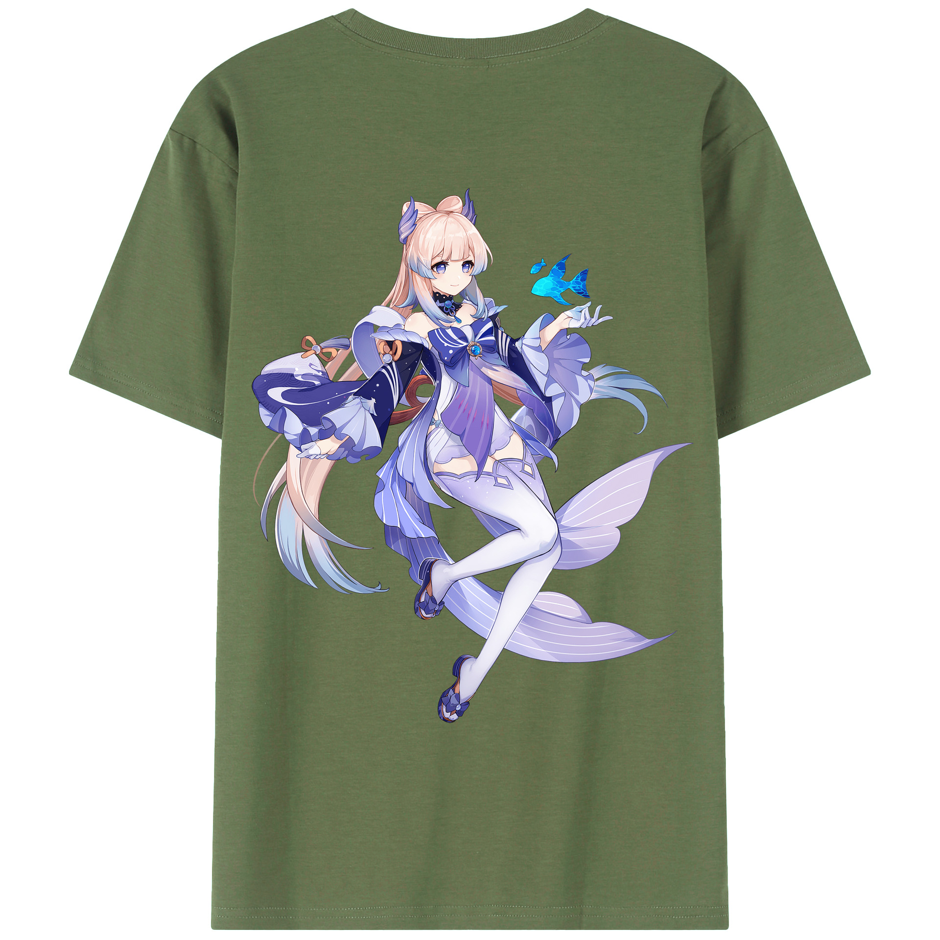 げんし神 珊瑚宮心海 サンゴノミヤ・ココミ genshin Sangonomiya Kokomi 綿100％ メンズ半袖Tシャツ（バックプリント） 通気性